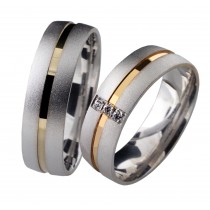 Zlatý snubní prsten ILANA (B+Č+B)